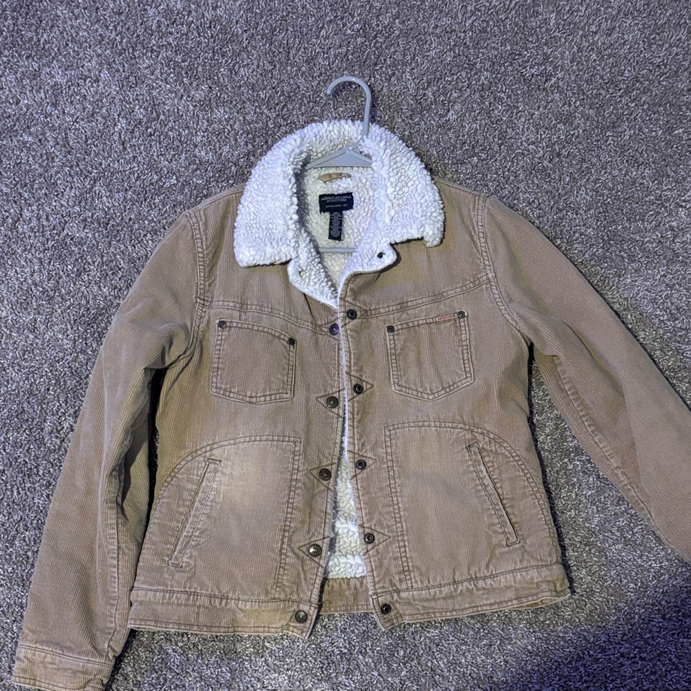 American Eagle Outfitters Tan Sherpa-Lined Jacket